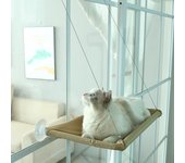 Hamaca para gatos con 4 ventosas fuertes, cama para gatos que puede tomar el sol 360 grados, soporta hasta 33-44 lb, asiento de descanso para gatos que duermen la siesta azul