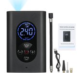 Inflador de neumáticos, compresor de aire portátil, bomba de aire eléctrica de 150PSI con manómetro y luz LED negro