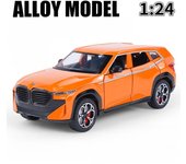 Modelo de coche todoterreno de aleación de fundición a presión BMW XM SUV a escala 1/24, juguete de simulación con luz y sonido, juguetes de colección para niños, regalos naranja