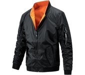 Chaquetas de bombardero para hombres, chaquetas deportivas casuales, chaqueta militar para otoño e invierno, ropa de abrigo, cortavientos ligero, abrigo de golf con cremallera y bolsillo para hombres M negro