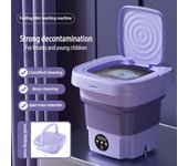 Lavadora plegable portátil de 8L con secador giratorio, Mini lavadora automática de calcetines y ropa interior con centrífuga EU Plug púrpura