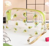 Organizador de artículos de tocador impermeable con estampado lindo de flor de aguacate y melocotón, bolsa de cosméticos de viaje, bolsas de maquillaje transparentes para mujeres y niñas, transparente M