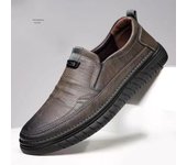 Zapatos de hombre de piel auténtica, sin cordones, informales, planos, transpirables, antideslizantes, cómodos para caminar 39