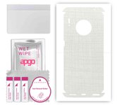 apgo Protective Skin Sticker for the back+sides compatible with Huawei Mate 30 Pro, Full Wrap Film, Foil, Vinyl - Pattern White Fabric