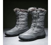 Botas de nieve a media pantorrilla con forro de piel sintética de invierno para mujer, botines militares ligeros, antideslizantes, impermeables, con cordones, botas tácticas de senderismo con forro de felpa para mujer 36