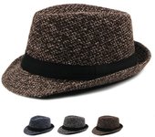 Sombrero de otoño invierno para hombre de mediana edad, sombrero de jazz clásico, bombín británico negro