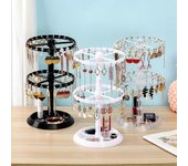 Estante de almacenamiento de pendientes giratorio Soporte de exhibición de pendientes femeninos Acabado Pulsera Colgante Collar Sma Round blanco