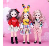 Mini muñeca articulada móvil de 30CM para niñas, juguete 3D con ojos grandes, trajes completos de princesa, colección de vestidos, regalo para niños B