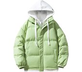 Chaqueta de algodón con capucha de dos piezas para hombre, nueva chaqueta de invierno con relleno de algodón grueso, tendencia suelta M