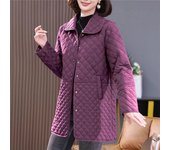 Chaqueta larga y cálida con cuadros de diamantes de invierno para mujer Chaqueta gruesa y cálida Chaqueta larga con cuello alto 6XL