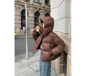 Chaqueta de plumas para mujer, abrigo con capucha de moda de invierno L blanco