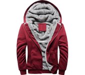 Plus abrigo de terciopelo para hombre con capucha de manga larga con cremallera acolchado cálido suéter chaqueta masculina sudadera de invierno M rojo