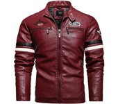 Chaqueta de moto para hombre nueva de primavera y otoño, chaqueta de moda con bloques de color bordados a la moda para hombre S rojo