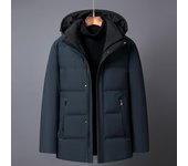 Abrigos de plumas cortas de invierno para hombres, nuevas chaquetas de pato blancas de talla grande 90% con capucha, Parkas gruesas y cálidas para hombres de mediana edad M negro