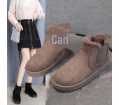 Botas de nieve de gran tamaño para mujer de moda de invierno 2024 con forro de terciopelo, botas cortas cálidas sin cordones para clima frío. 40 blanco