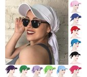 Visera de Color puro con ala Durag preatada, pañuelo para la cabeza, gorros de turbante Hijab, vacaciones en la playa, 1 ud.