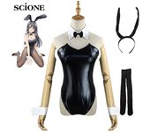 Disfraz de conejo de 8 Uds., disfraz de Cosplay de Anime actualizado S ~ XL, disfraz de Sakurajima Mai Senpai, disfraz de conejo S negro