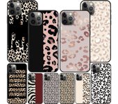 Funda con estampado de leopardo para Iphone 14 11 13 Pro Max 12 Mini Xr 7 8 Plus Se 2020 Xs 6 6s + Coque negro suave funda para teléfono móvil iPhone 13 Pro Max