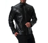 Nueva ropa de cuero Ropa de hombre grande Cuello alto europeo y americano Ropa de cuero para motocicleta Chaqueta de cuero para hombre Cuello alto M