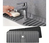Alfombrilla absorbente de silicona para grifo de cocina, protector contra salpicaduras para fregadero, alfombrilla protectora para encimera, almohadilla de drenaje para baño y cocina, 1 Uds. gris claro