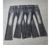 Pantalones vaqueros de calle para hombre, estilo retro desgastado, holgados, de pierna recta, pantalones deportivos de pierna ancha, de moda S negro