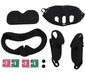 Juego de fundas de silicona para gafas de realidad virtual, agarres para el controlador, carcasa frontal, cubierta para auriculares y cubierta protectora facial negro