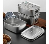 Fiambrera de acero inoxidable con tapa, gran capacidad, doble capa, antifugas, para almacenar alimentos, vajilla de cocina