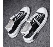 Zapatos de lona de moda para hombre, zapatos deportivos cómodos y transpirables de verano, zapatos planos casuales con cordones para hombre. 39 negro