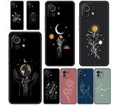 Funda de teléfono con diseño de línea sencilla y sol y luna para Xiaomi 14, 13, 12, 11 Lite, 13T, 12T, 11T Pro, 9T, Mi Poco X6, X5, M3, X3 Pro, F5, F4, F3, 5G Poco M3