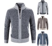 Suéter informal con cremallera para otoño e invierno para hombre, cárdigan con cuello alto, blusa, suéter, abrigo L azul