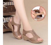 Zapatos cómodos de suela suave para madre, zapatos de mujer con tacón inclinado grande, sandalias informales 41 negro
