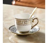 Taza y plato de café de estilo europeo, juego de dos piezas de Taza de cerámica de lujo Retro, taza de agua, taza de té de flores, taza para leche