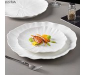 Plato de cerámica blanca pura con forma de flor, plato de ensalada, plato de postre, plato de sashimi, vajilla creativa de cocina molecular