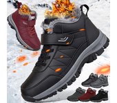 Botas de nieve cálidas para hombre, zapatos de trabajo informales, botines antideslizantes de cuero o gamuza, nuevas botas de invierno impermeables para hombres y mujeres 36 negro