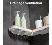 Estante de esquina para montaje en pared, sin perforaciones, drenaje hueco giratorio de 180 grados, soporte para estante de almacenamiento de champú y ducha para baño, organizador, suministros de baño gris