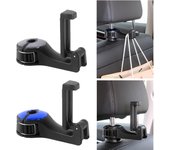 Gancho 2 en 1 para asiento trasero de coche, portátil, para reposacabezas, soporte para teléfono móvil, bolso, pinza de tela plata