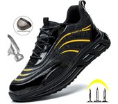 Zapatos de trabajo con cojín de aire para hombre y mujer, zapatos de seguridad ligeros a prueba de pinchazos, zapatillas de trabajo, zapatos protectores transpirables con punta de acero para hombre 37
