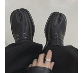 Mocasines de charol con puntera dividida de moda: Zapatos sin cordones de suela gruesa para hombre y mujer 45