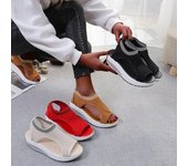 Sandalias de talla grande para mujer 2024, zapatos de plataforma casuales de moda para mujer, zapatos cómodos de verano, sandalias deportivas suaves, zapatillas transpirables 35 rojo