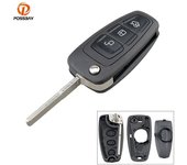 Funda de llave de control remoto para coche con 3 botones, carcasa para llave para Ford Focus Fiesta Kuga Transit c-max, accesorios de repuesto negros para coche