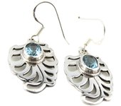 Les Trésors De Lily [P7107] - Boucles artisanales Argent 'Heaven' topaze bleu argent - 30x18 mm turquesa