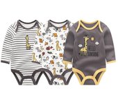 Ropa de bebé unisex de algodón para recién nacidos, ropa de dibujos animados para bebés, monos para niños pequeños, pijamas, ropa QL3024 12M blanco