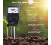 Medidor de pH del suelo 2 en 1, probador de fertilidad, probador de pH, probador de suelo para jardín, granja, césped, interior y exterior negro