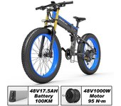 LANKELEISI-26  Bicicleta eléctrica plegable Fat Tire para hombre, 1000 W, 48 V, batería de iones de litio de alta capacidad de 17,5 AH, bicicleta de playa y nieve 1000W Motors&17.5AH Battery amarillo