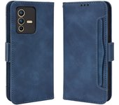 Funda de teléfono con ranura para tarjetas de cuero multifunción de negocios para VIVO T1 Y55S Y76 Y53s Y15S Y52 V21E V23 S12 IQOO 8 Pro 5G Cartera con tapa a prueba de golpes Y31S 5G negro