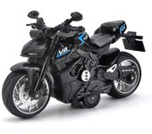 Juguetes de motocicleta 1/12 Pull Back V4, regalo con iluminación musical, juguete de motocicletas Street Fighter para niños de 3 a 12 años 1/12-Size:14*8*7cm negro