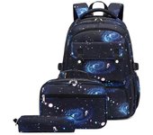 Mochilas escolares de gran capacidad para niños, mochilas escolares de nailon impermeables para adolescentes, mochilas escolares, 3 uds. 45cm*31cm*18cm azul