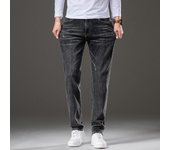 Pantalones vaqueros elásticos de primavera y otoño para hombre, pantalones casuales de algodón de seda de tubo recto pequeño ajustados 28 azul