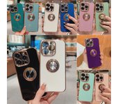 Funda magnética galvanizada Apple 14/15 para iPhone 12/13 Pro, XS Max, 11 y XR: Soporte de anillo apto para mujeres. iPhone15plus blanco antiguo