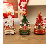 Adornos navideños Caja de música giratoria de madera Caja de música Decoración para árbol de Navidad Regalos para niños Regalos Caja de música de carrusel 21cm